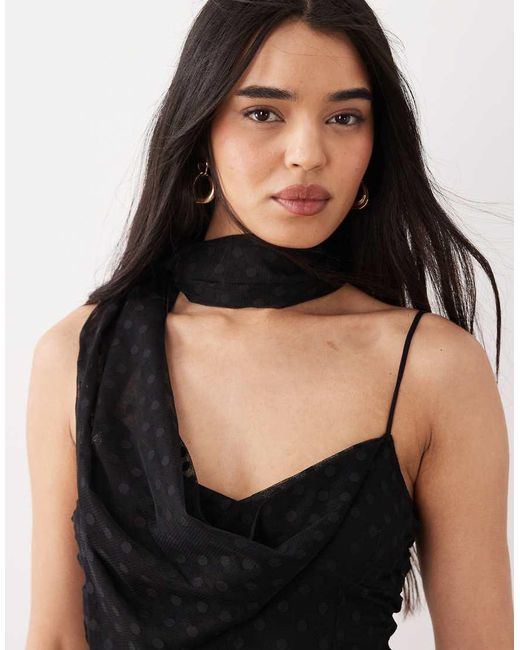 ASOS Black Mesh Maxi Dress With Scarf Detail