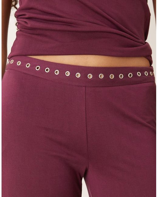 Motel Red Danika Studded Waistband Slouchy Trousers