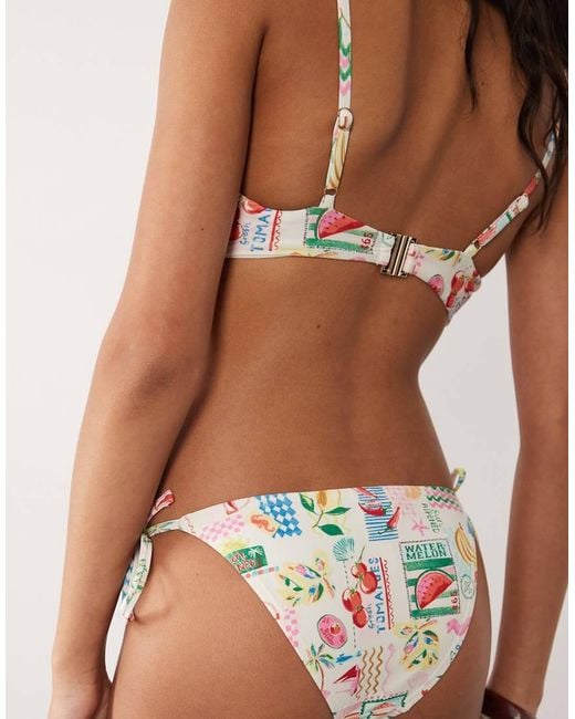 Accessorize Brown Postcard Print Tieside Bikini Bottom