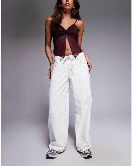 Liquor N Poker Purple baggy Jeans With Tie Front Detail