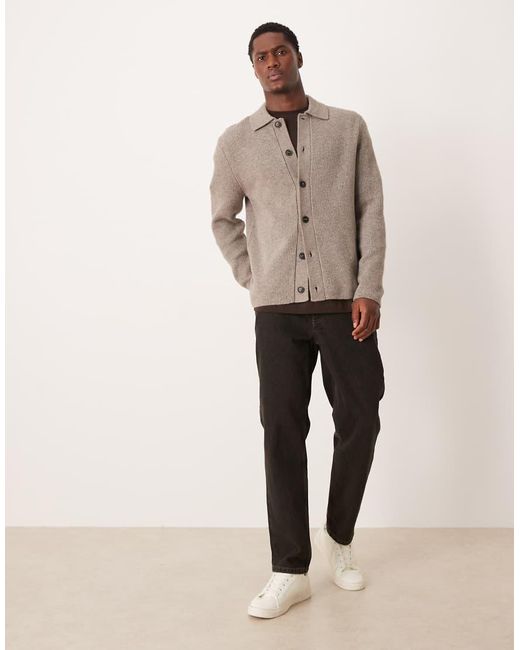 Mango Natural Knitted Polo Cardigan for men