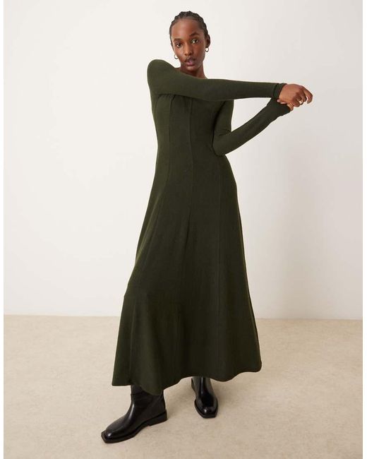 ASOS Natural Super Soft Long Sleeve Maxi With Seam Detail