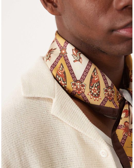 Foulard en satin à motif vintage ASOS pour homme en coloris Brown