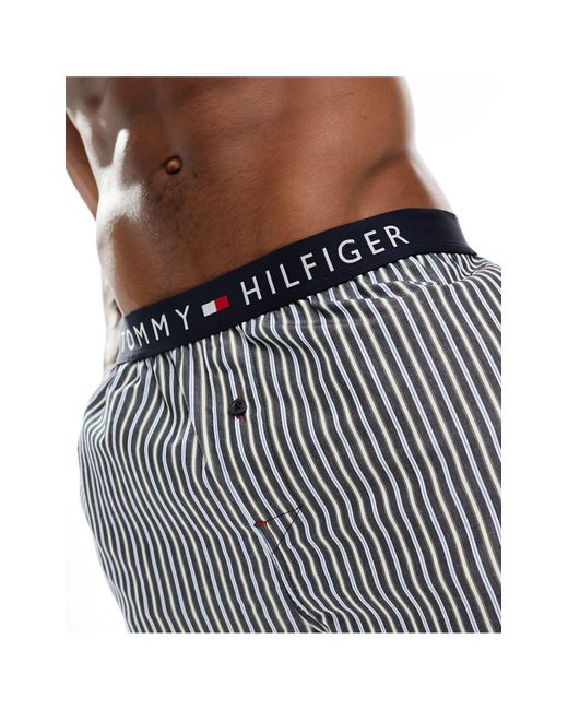 Tommy Hilfiger Gray Stripe Lounge Logo Waistband Trousers for men