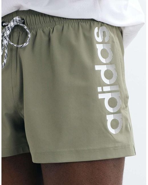 Adidas Originals Green Adidas Training 3in Swimshorts With Logo for men