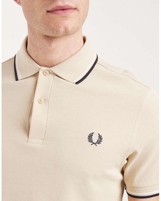 Fred Perry Natural Twin Tipped Logo Polo Shirt for men