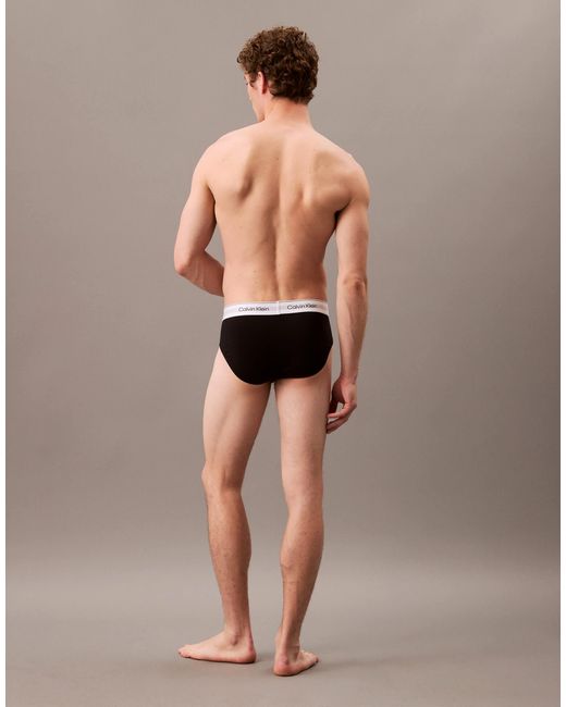 Calvin Klein – icon cotton stretch – 3er-pack eng geschnittene hüftslips in Black für Herren