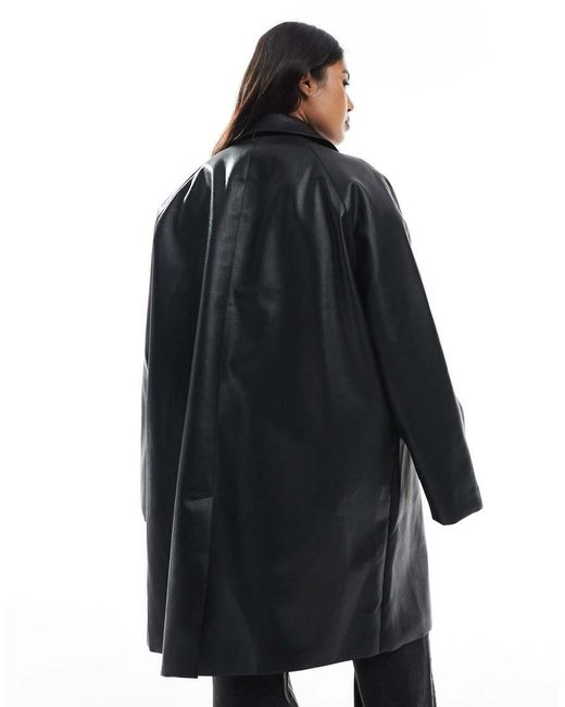 ASOS Black Asos Design Curve Leather Look Car Coat