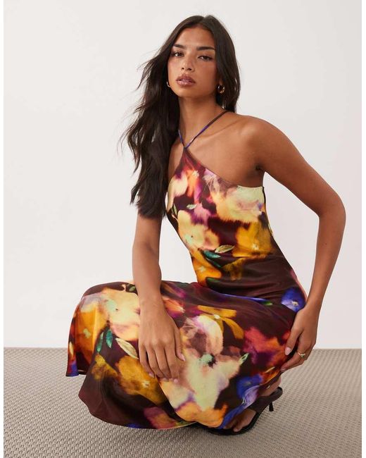 Nobody's Child Black Delphi Bias Cut Halter Neck Detail Satin Maxi Dress