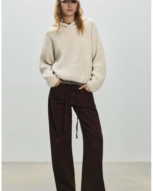 Pull&Bear Natural Chenille Hooded Sweater