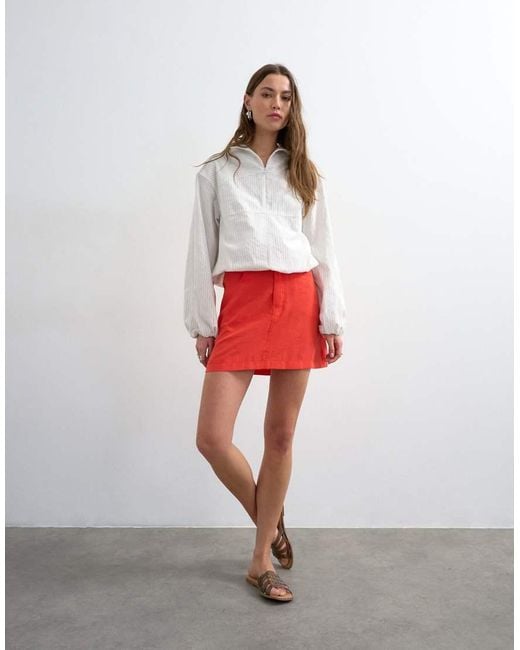 TOPSHOP Red Super Soft Cupro Mini Skirt
