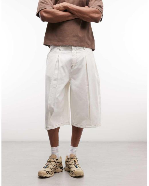Reclaimed Vintage White Denim Optic Oversized Balloon Jort for men