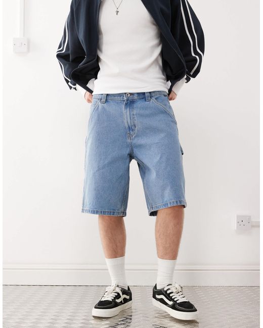 Drill chore - short ample en jean - délavé Vans pour homme en coloris White