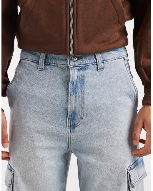 Hollister Blue Super baggy Cargo Jeans for men