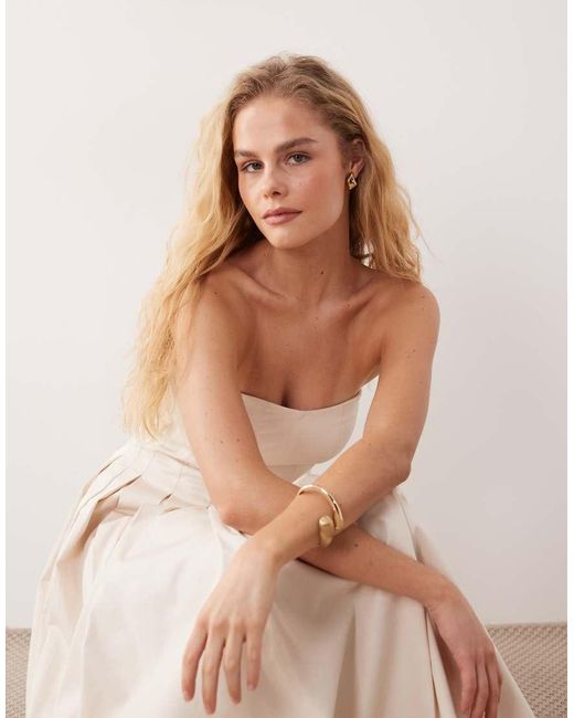 ASOS Natural Bandeau Maxi Sundress With Full Skirt