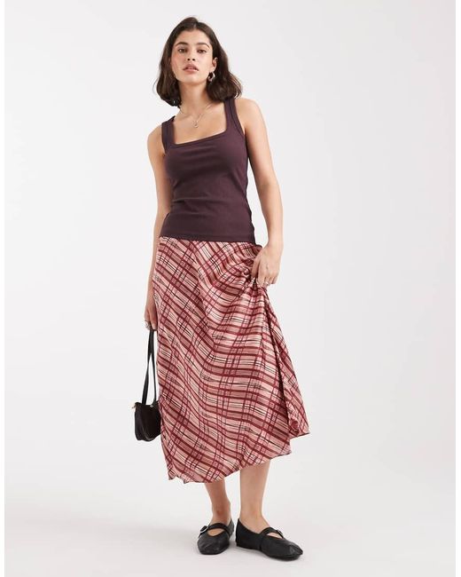 Vero Moda Pink Satin Midi Skirt