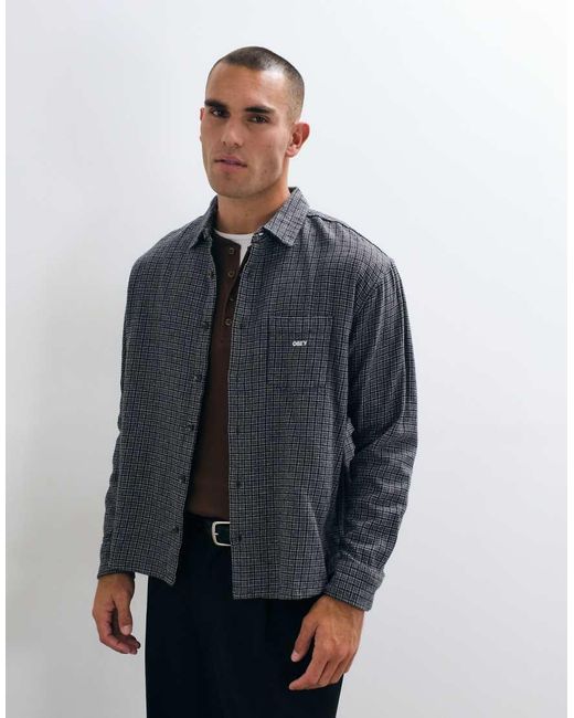 Obey Gray Bigwig Jack Checked Long Sleeve Shirt for men