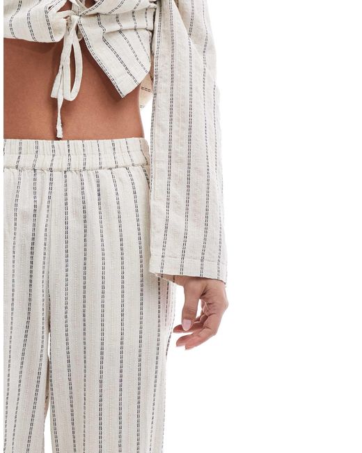 Pieces White Linen Touch High Waist Wide Leg Trouser Co-ord