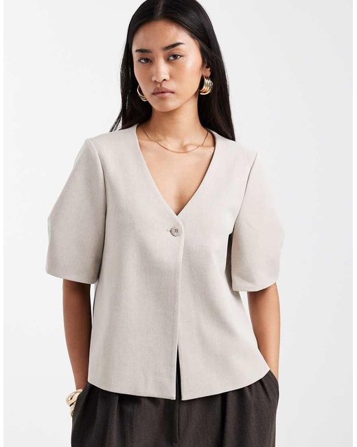 Object White Short Balloon Sleeve Blazer Co-ord