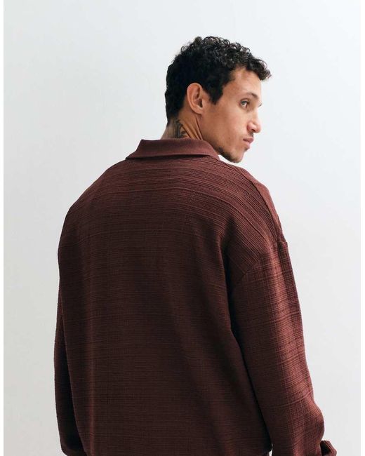 ASOS Brown Oversized Boxy Polo for men