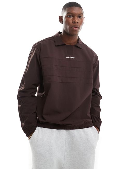 Adidas Originals Brown Long Sleeve Polo for men