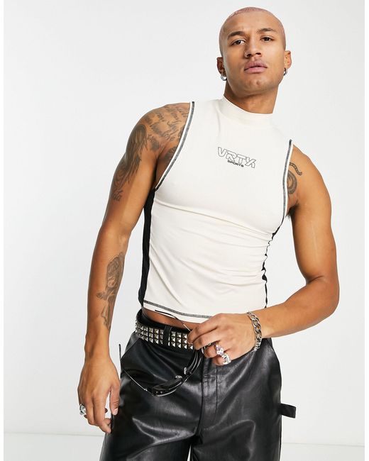ASOS Synthetic Muscle High Neck Vest in White for Men Lyst Canada