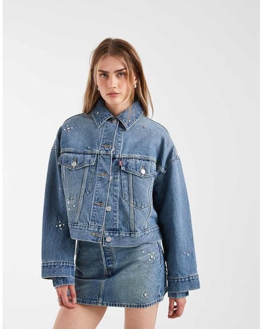 Levi's Blue Loose Crop Trucker