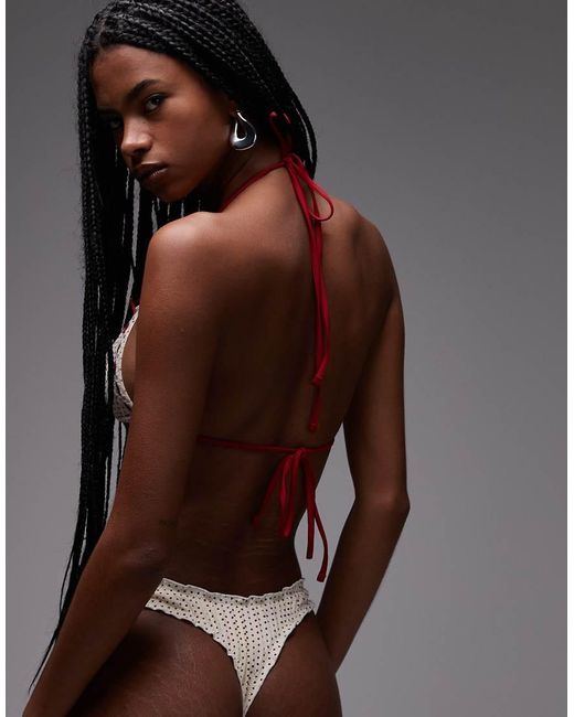 Frankie's Bikinis White X Bella Hadid Polka Dot Triangle Bikini Top