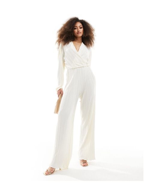 4th & Reckless White 4th & Reckess Tawnie Plisse Wide Leg Jumpsuit