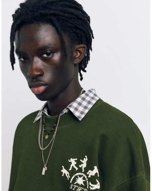 Pull&Bear Green Acid Graphic Sweatshirt for men