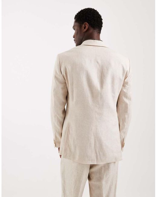 Abercrombie & Fitch Natural Linen Blend Slim Fit Single Breasted Blazer Co-Ord for men