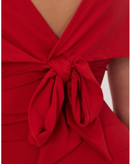 ASOS Red Polyamide Plunge Sleeveless Tie Back Cinch Top