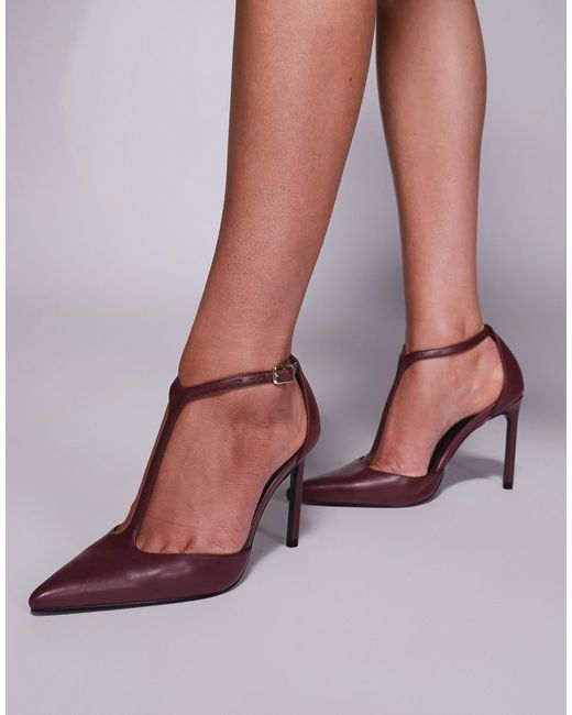 ASOS Red Prime T Bar High Heeled Shoes