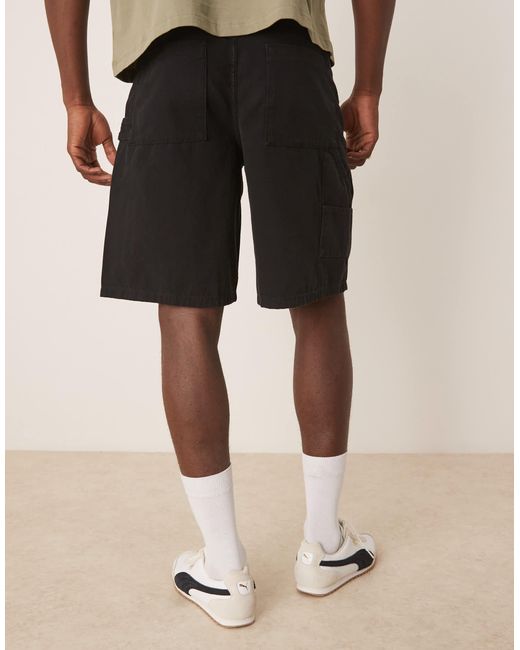 ASOS Black Long Length Carpenter Jort for men