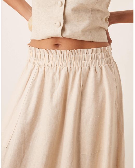 Y.A.S Natural Linen Touch Full Midi Skirt