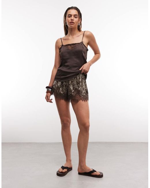 Monki Multicolor Satin Lace Cami Top