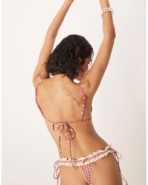 For Love & Lemons Natural – bikinihose mit em vichy-karo, kombiteil