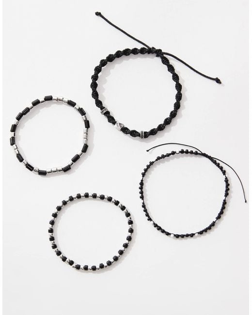 ASOS Natural 4 Pack Fabric And Beaded Bracelets for men