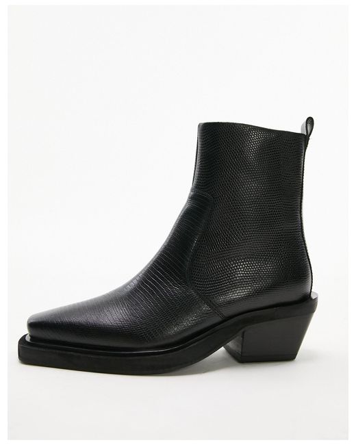 TOPSHOP Black – lara – ankle-boots im cowboystil aus leder