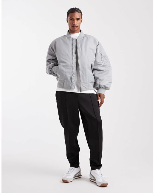 ASOS Gray Oversized Bomber Jacket for men
