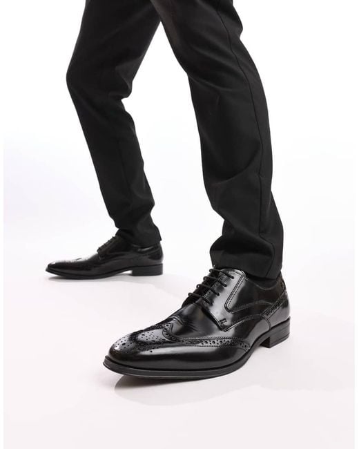 Base London Black Steeple Brogue Shoe for men