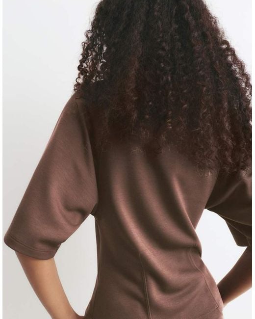Pull&Bear Brown Short Sleeve Sweatshirt