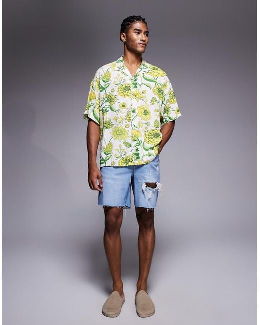 ADPT Multicolor Oversized Flower Print Shirt for men