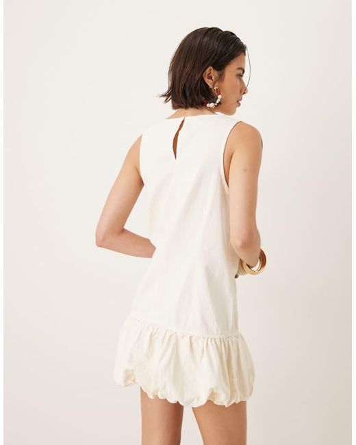 Mango Natural Twill Mini Shift Dress With Bubble Hem
