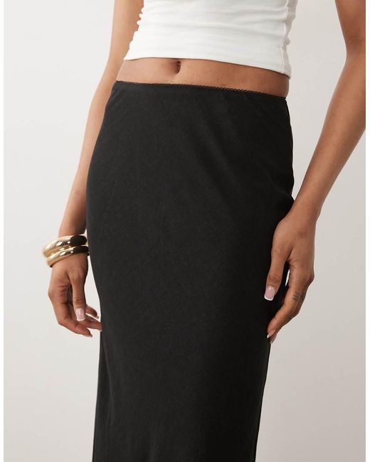ASOS Black Asos Design Tall Linen Bias Midaxi Skirt