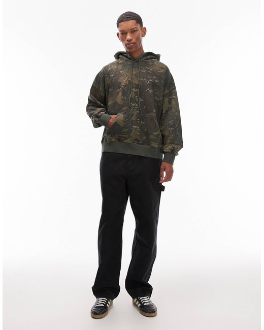 Carhartt – benton – kastiger kapuzenpullover mit em camouflagemuster in Gray für Herren