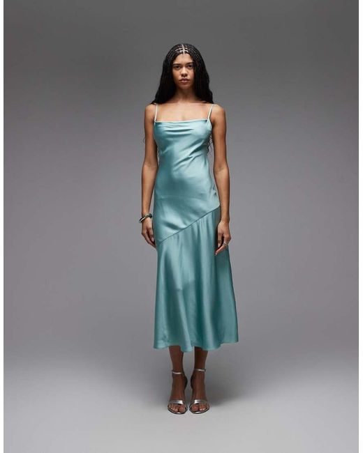 & Other Stories Blue Maxi Cami Slip Dress With Low Back