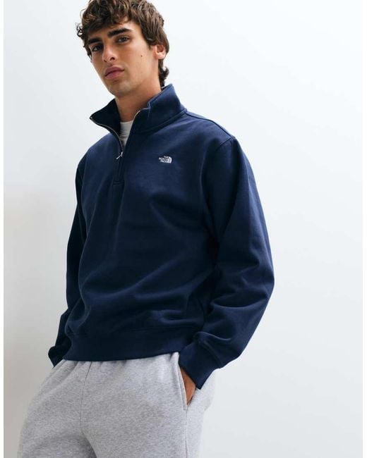 The North Face Blue Essential Simple Dome Relaxed 1/4 Zip Sweatshirt for men