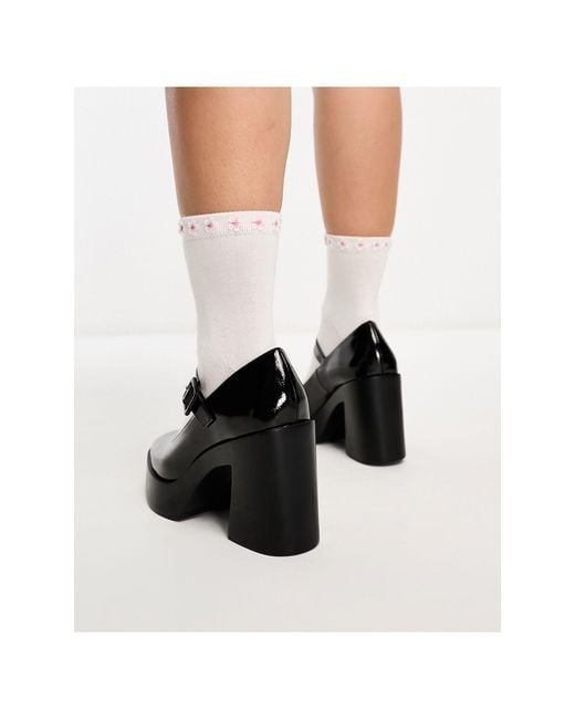 ASOS Wide Fit Pound Platform Mary Jane Heeled Shoes in Black Lyst