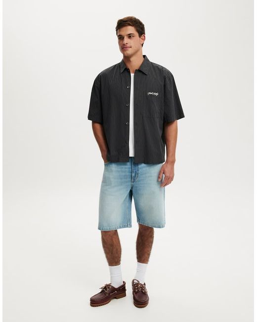 Cotton On Black Ventura Short Sleeve Shirt for men